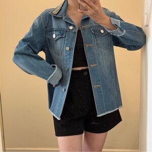 Ermanno Scervino Blue and White Jean Jacket Classic Design